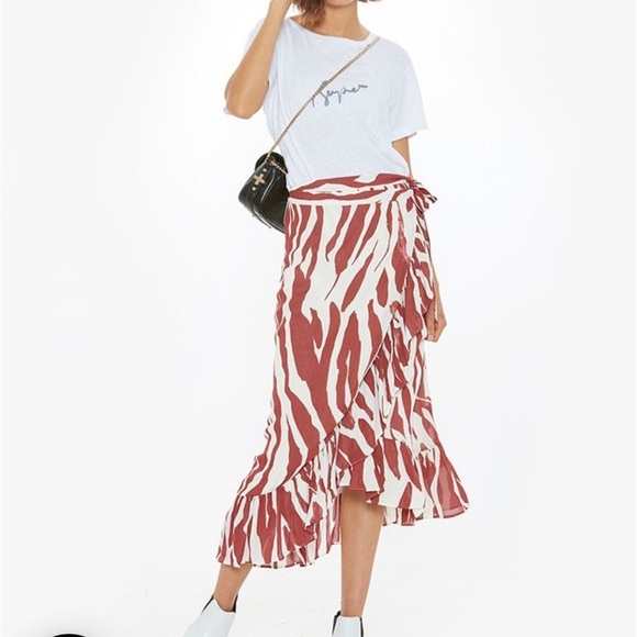 Anine Bing Lucky Wrap Skirt- Red Zebra (15) - Picture 7 of 15